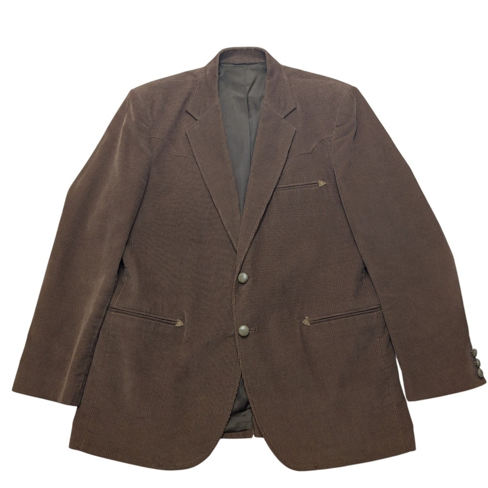 Vintage USA Circle S Corduroy Western Blazer Mens 44R Brown Ranch Sport Coat